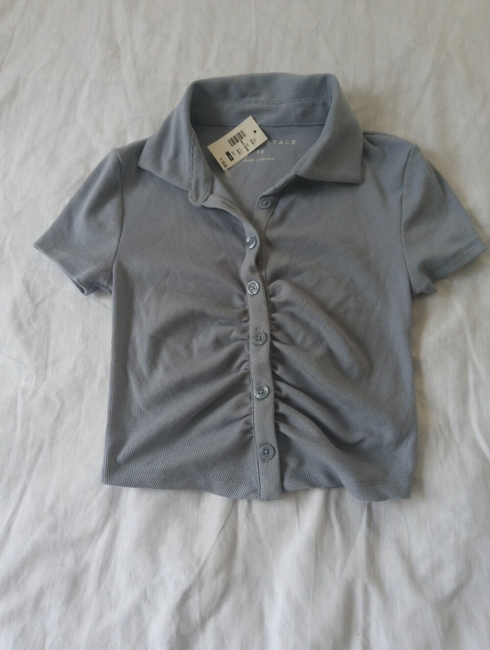 Aeropostale Women's' Button-Front Collared Top - Gray